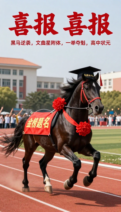 金榜题名黑马跃校园,高考学子喜迎报
