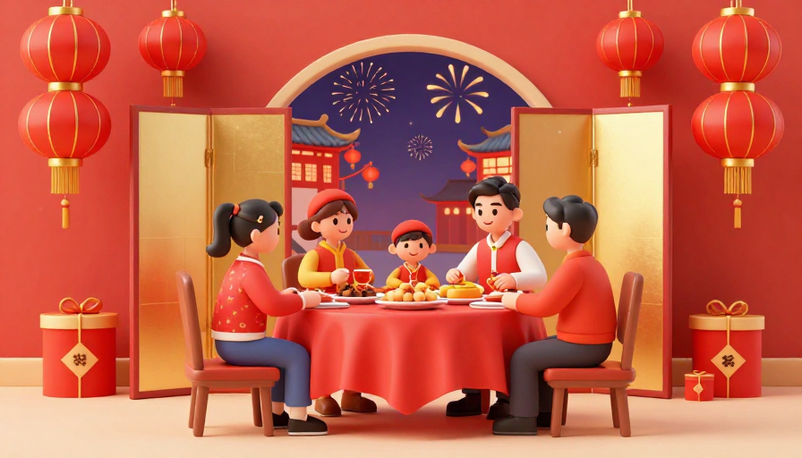 春节团圆盛宴,温馨3D全家福