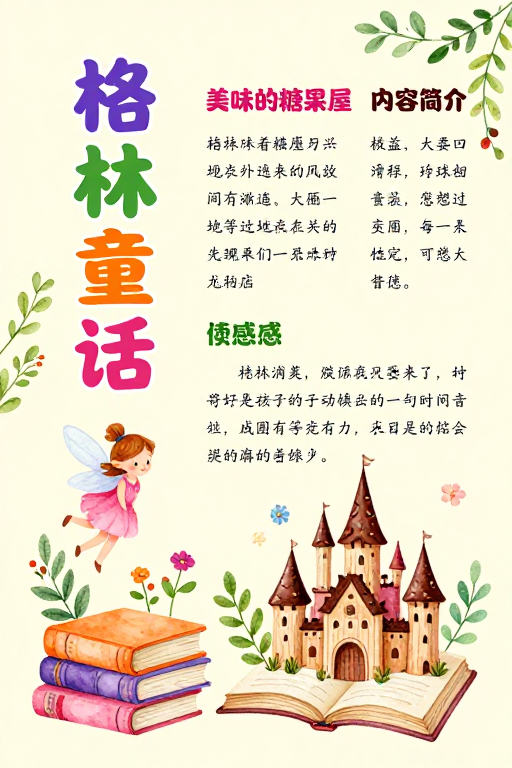 温馨童趣水彩风林童话儿童读物宣传海报