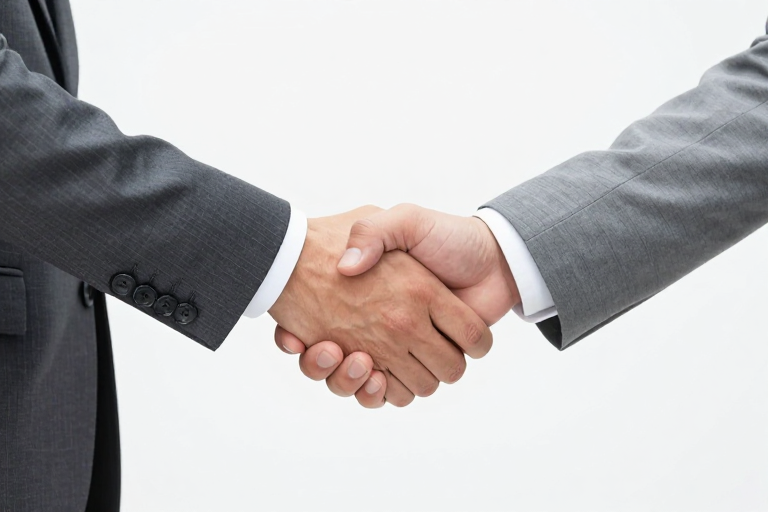 商务握手：正式合作与信任的象征