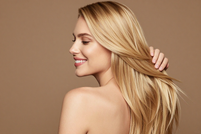 金发女神柔光肖像：精致护发广告