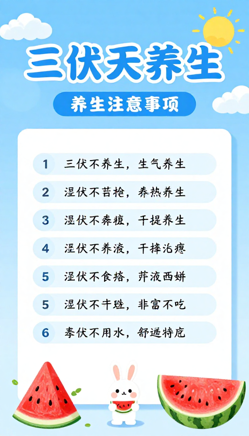 夏日清凉三伏天养生海报:清新治愈风格