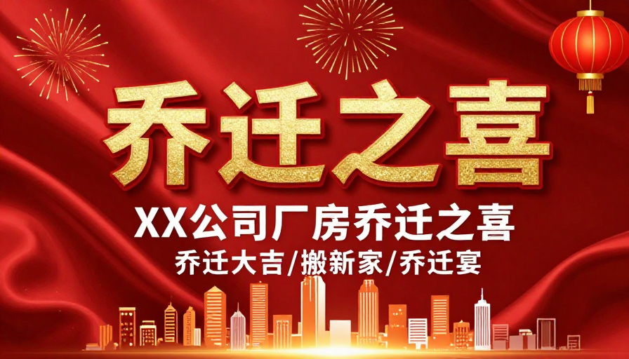 金红绸缎质感乔迁庆典海报