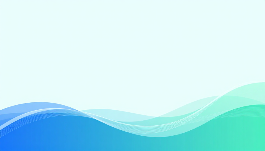 极简抽象波浪背景：清新蓝绿渐变设计