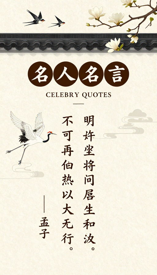 古典中式文化海报:孟子书法名言设计