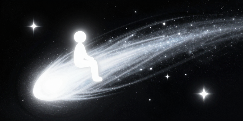 珠光彗星上的发光小人:意识流梦幻插画