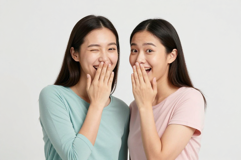 青春姐妹笑对镜头，清新光影定格瞬间