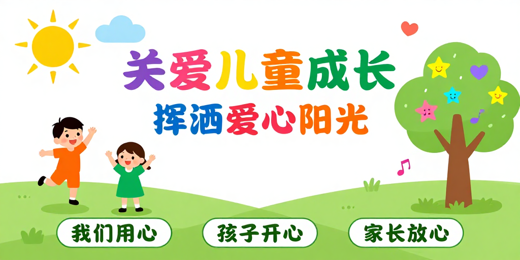 关爱儿童成长:温馨插画公益海报