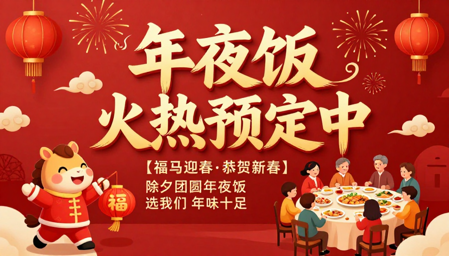 红金喜庆中国风年夜饭火热预定中