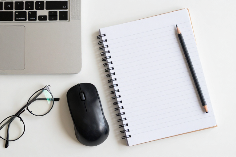 现代办公·银色笔记本与文具搭配,展现专业高效氛围