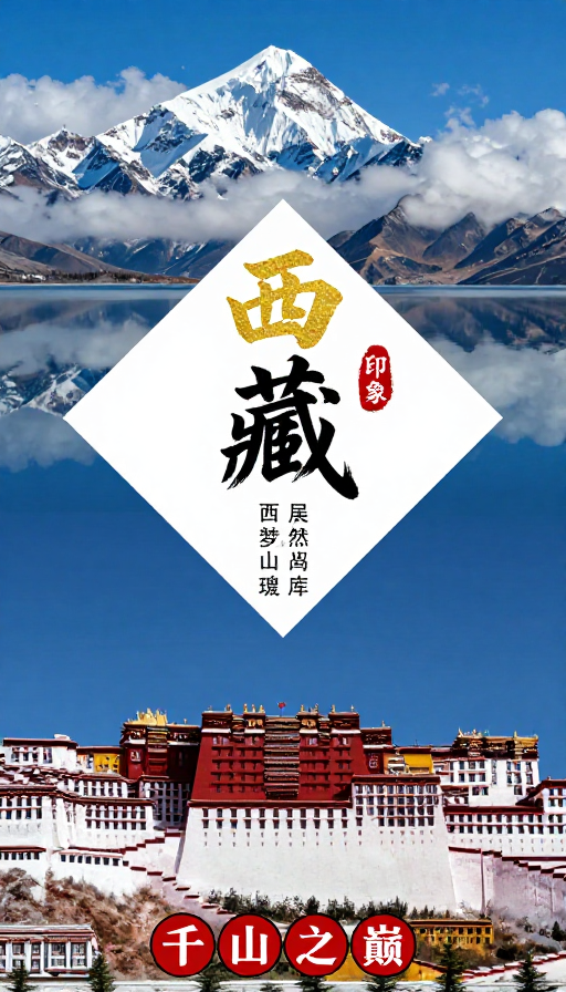 藏地圣境：雪域高原与现代设计交融的西藏旅游海报