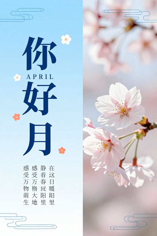 你好四月：春日清新文艺海报设计