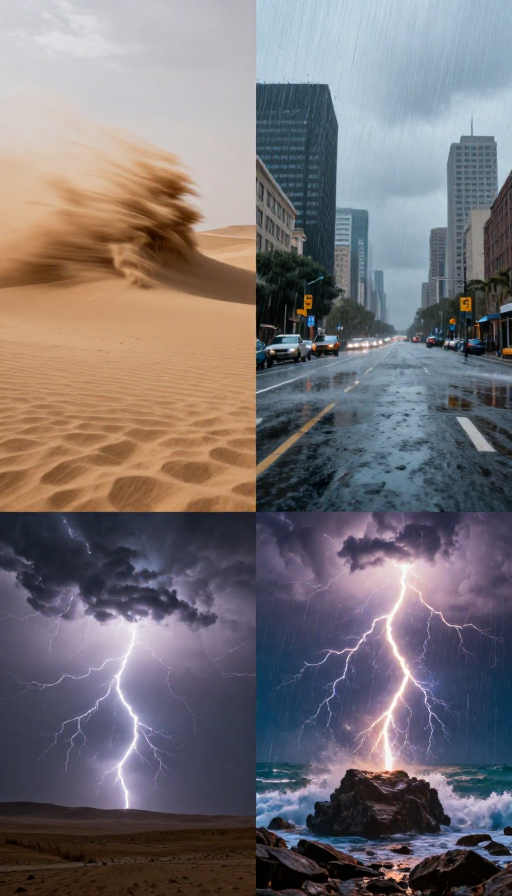 四象限风暴雷电:冷暖色调超现实动态场景
