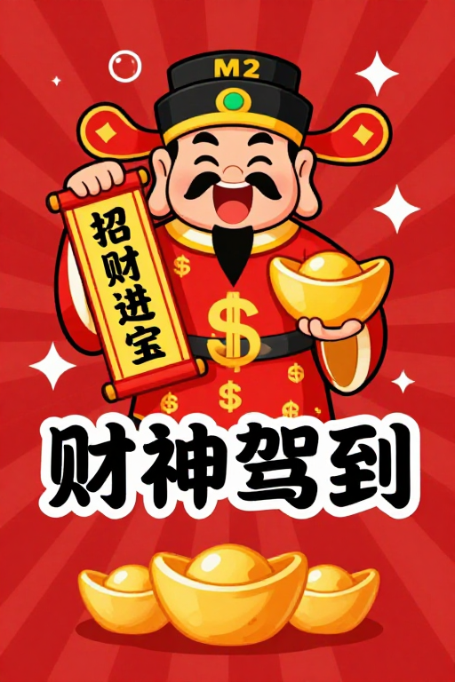 财神驾到：卡通财神招财庆贺促销海报