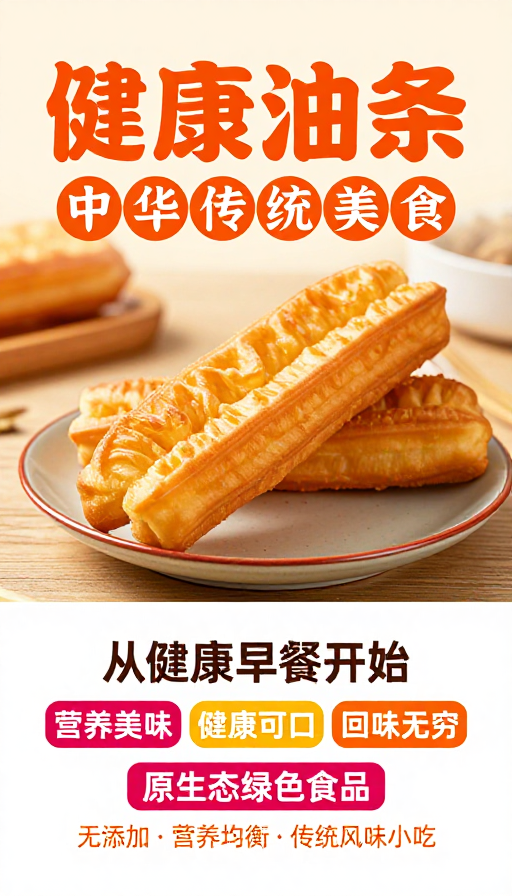 现代中式健康油条美食宣传海报