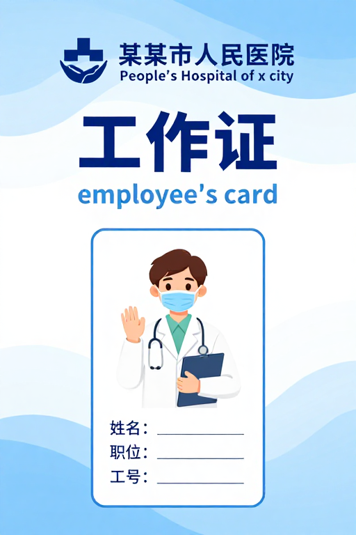 清新医疗风市人民医院工作证设计