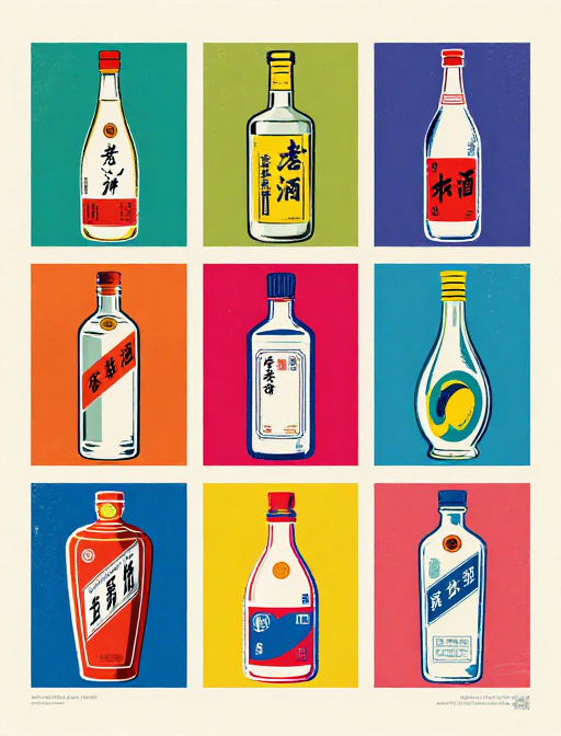 六种名酒波普艺术超扁平海报设计