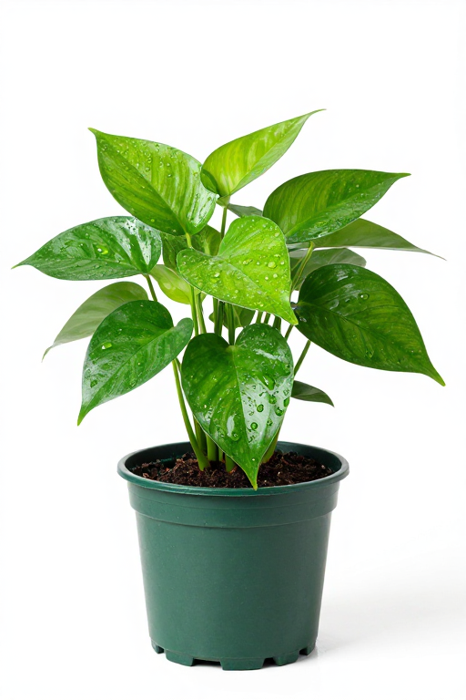 晶莹绿萝盆栽：墨绿花盆点缀家居清新美学