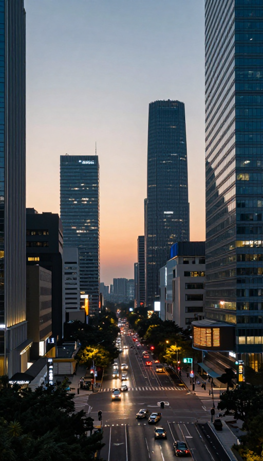 现代都市夜景：冷调光影细节呈现