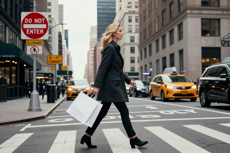 都市金发女性街拍：纽约冷调光影