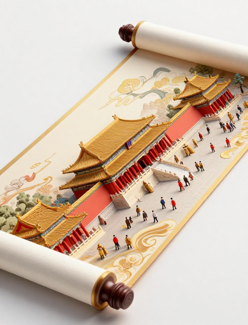 故宫微缩画卷：现代中国风特写
