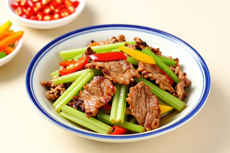 清炒肉片配彩椒:柔光呈现中式家常美味
