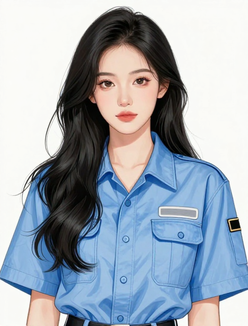 治愈系手绘女性全身肖像插画