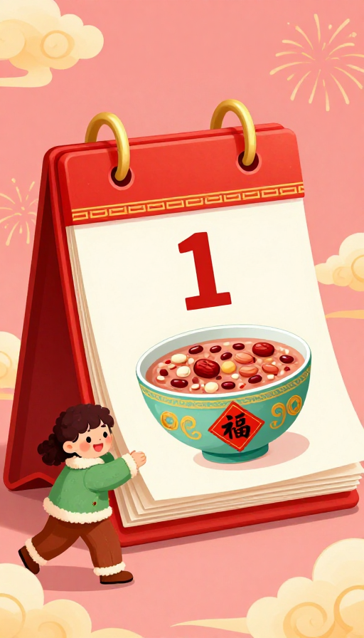 腊八启新·国潮贺岁：粉红暖调传统节庆插画