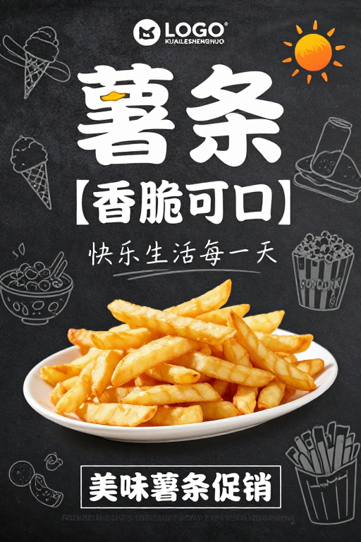 现代简约薯条黑板风格宣传海报设计