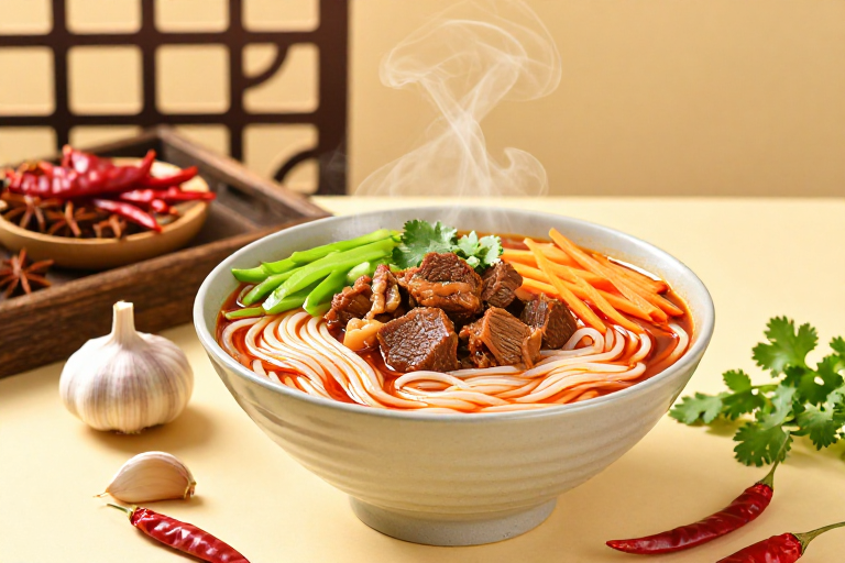 暖香四溢:中式牛肉米粉的诱人特写