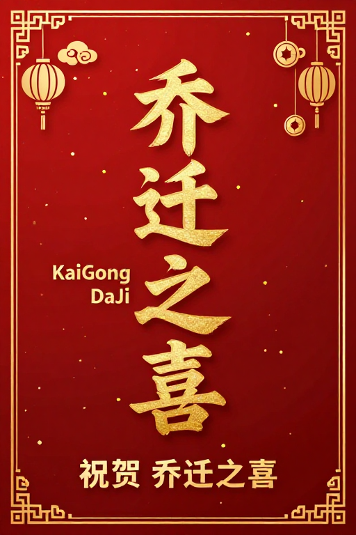 金红喜庆乔迁背景图,融合传统与现代设计元素