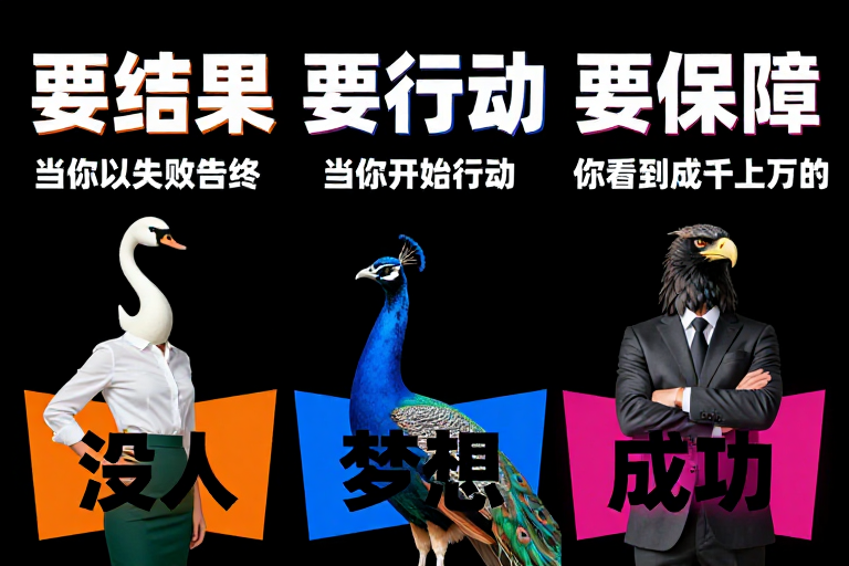黑色三联海报:要结果·行动·保障