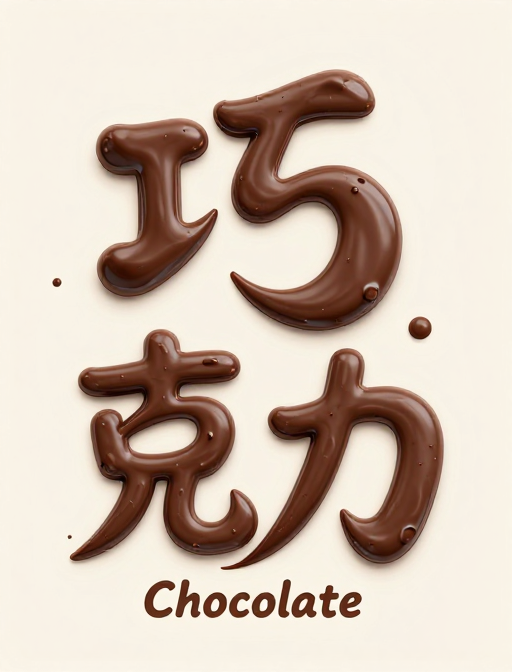 巧克力质感文字设计：流畅曲线与反光效果