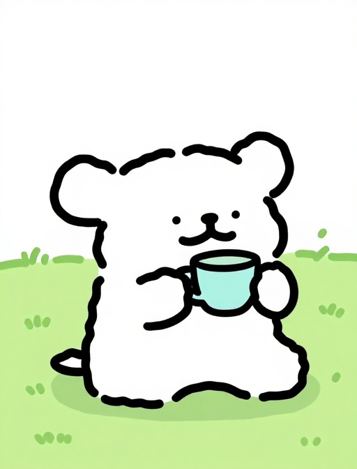 萌趣双熊共饮茶香 治愈系简笔画