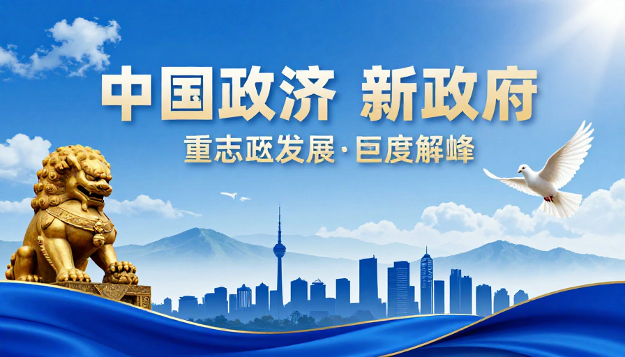 蓝金辉映·现代中国风城市庆典主视觉海报