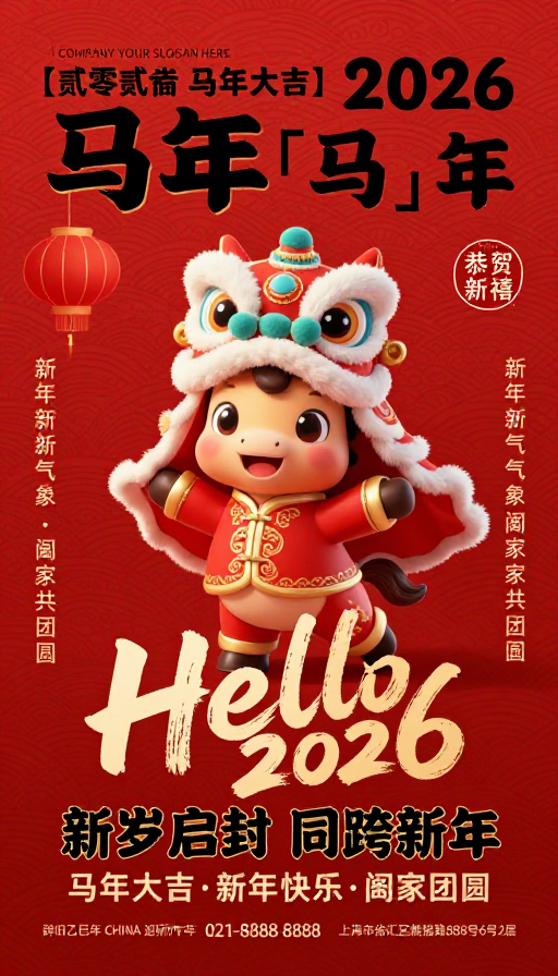 喜庆中国风2026新年贺岁马年海报