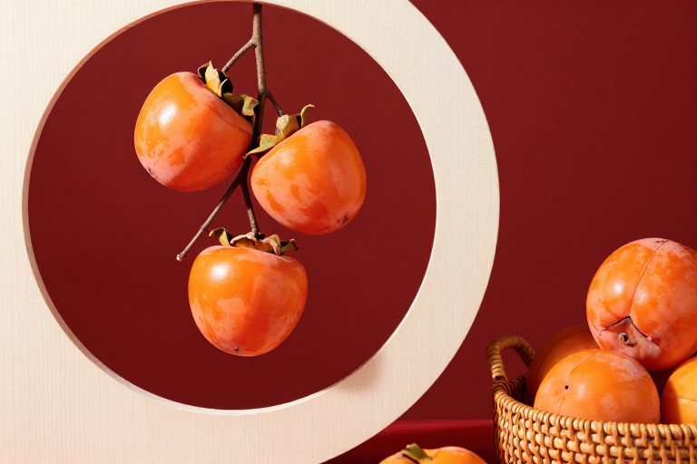 橙红柿子静物摄影：温暖光影演绎秋日丰收