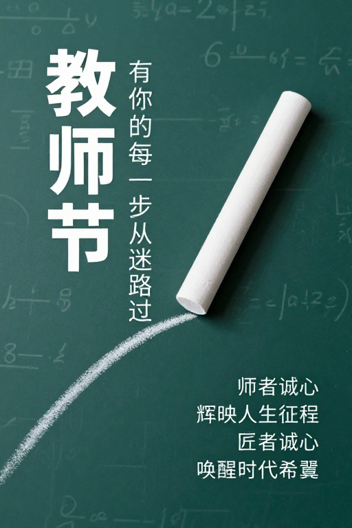 青绿粉笔绘师恩 简约设计敬教育