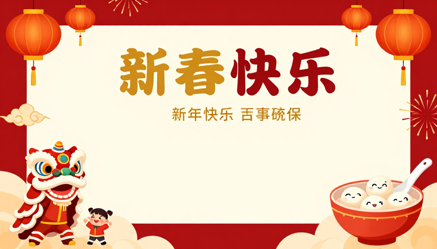 新春佳节欢乐氛围浓厚传统插画设计