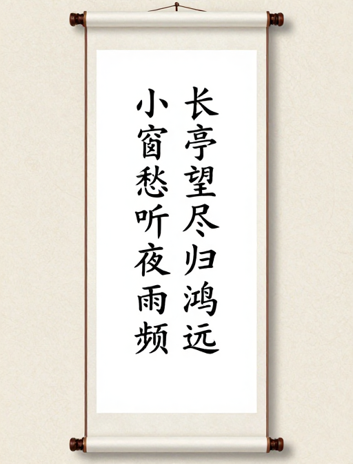 长亭夜雨古韵诗卷 · 竖版空白背景