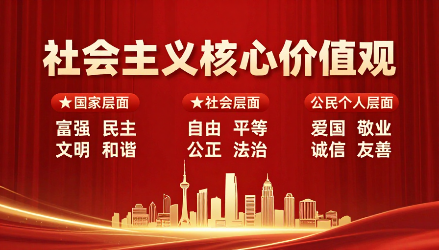 社会主义核心价值观庄严现代宣传海报