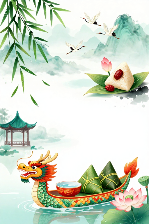 端午国风画卷：水墨龙舟与粽香