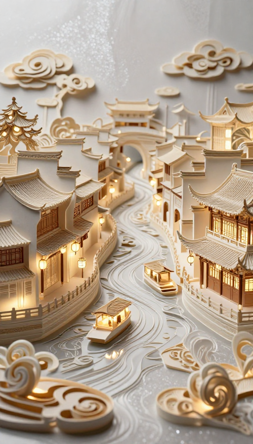 衍纸重构夫子庙:超现实秦淮秘境微景