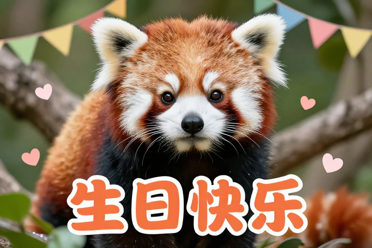 萌趣小熊猫为你送上生日祝福