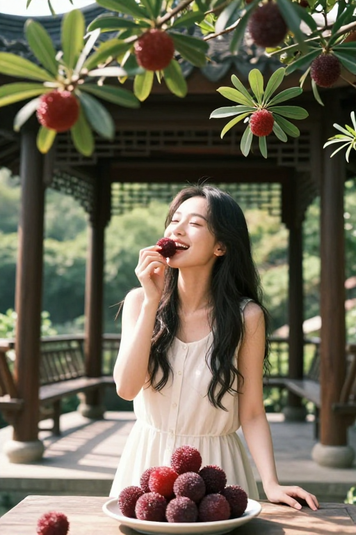光影交错：电影风杨梅写真，代言人陶醉幸福瞬间