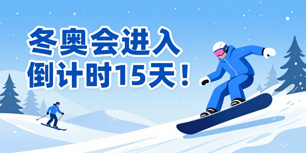 冬奥盛会冰雪狂欢：15天倒计时海报