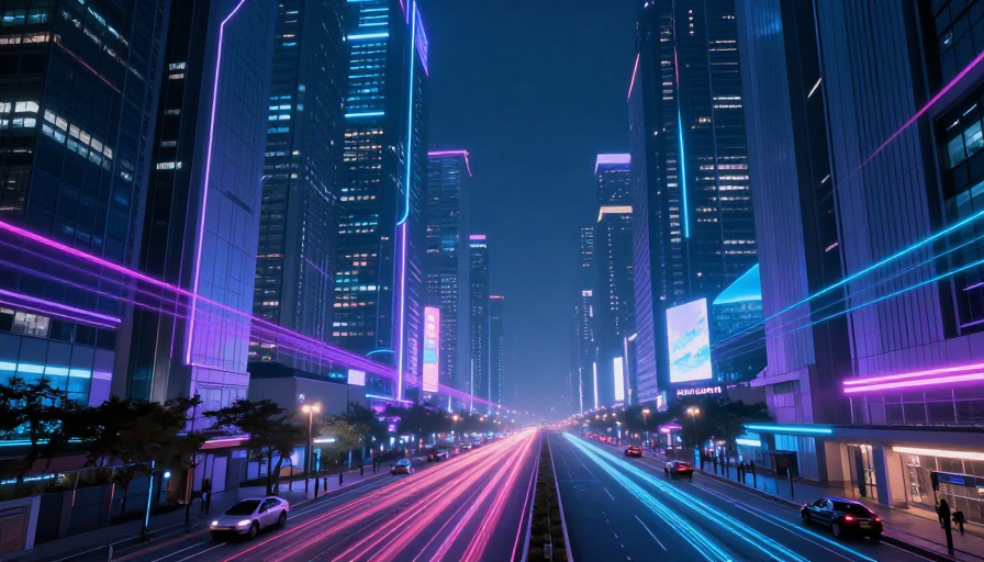 赛博朋克未来都市夜景:霓虹光影下的科技盛宴