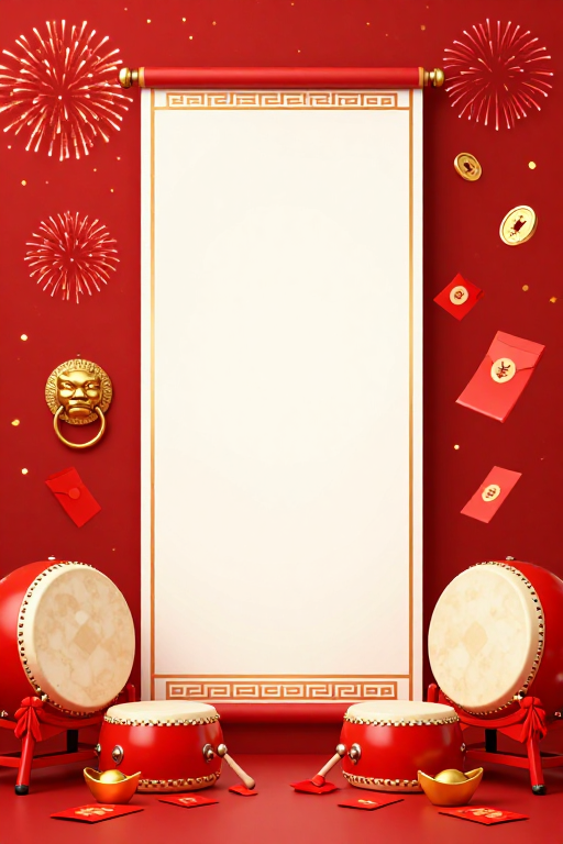 喜庆中国风春节氛围背景设计