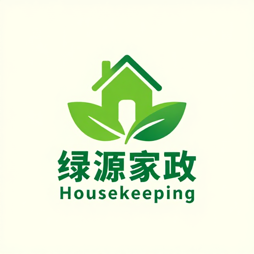 简约绿色家政品牌标志：绿叶守护家园的视觉呈现