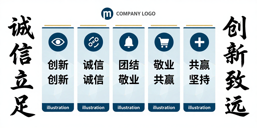 现代科技企业价值观宣传海报：科技与传统的融合